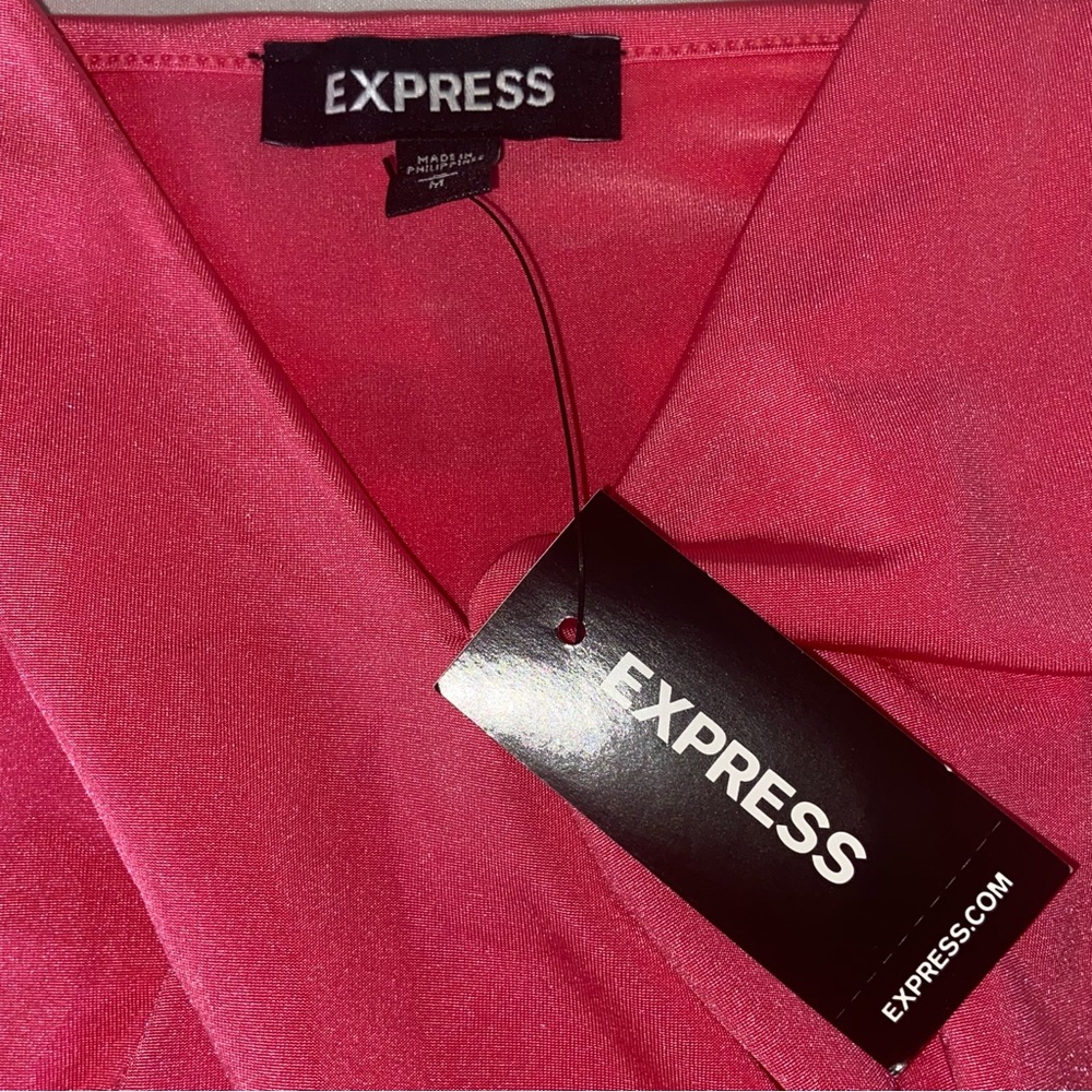 Express bright Magenta drape silk/lined surplice cami tank NWT